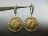ESTATE LARGE 2.37CT WHITE & FANCY YELLOW DIAMOND 18K 2 TONE GOLD FLOWER EARRINGS