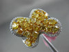 ESTATE LARGE 4.12CT WHITE & FANCY YELLOW DIAMOND 18K 2 TONE GOLD 3D FLOWER RING
