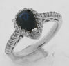 1.97CT DIAMOND & AAA SAPPHIRE 14KT WHITE GOLD PEAR SHAPE & ROUND ENGAGEMENT RING