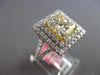 GIA EXTRA LARGE 2.72CT WHITE & FANCY YELLOW DIAMOND 18KT 2 TONE GOLD SQUARE RING