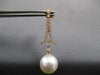 ESTATE LARGE .57CT DIAMOND & AAA SOUTH SEA PEARL 18K ROSE GOLD V SHAPE HANGING EARRINGS