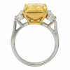 ESTATE EXTRA LARGE 6.84CT WHITE & CANARY DIAMOND 18K 2 TONE GOLD ENGAGEMENT RING