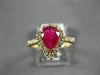 ESTATE 1.57CT DIAMOND & AAA RUBY 14KT ROSE GOLD 3D PEAR SHAPE ENGAGEMENT RING