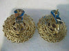 LARGE ANTIQUE 2OCTW AMETHYST 14K YELLOW GOLD FILIGREE CLIP EARRINGS 25MM #769