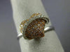 ESTATE .59CT WHITE & PINK DIAMOND 18K WHITE & ROSE GOLD 3D PUFF HEART  LOVE RING