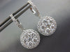 ESTATE LARGE 2.39CT DIAMOND 18KT WHITE GOLD CLUSTER FLOWER HALO HANGING EARRINGS