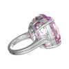 EXTRA LARGE 47.87CT DIAMOND & AAA KUNZITE 18K WHITE GOLD 3D 3 STONE CLASSIC RING