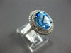 LARGE 3.48CT DIAMOND & AAA BLUE TOPAZ 14K WHITE GOLD DOUBLE HALO ENGAGEMENT RING