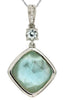 7.01CT DIAMOND & AAA BLUE TOPAZ 14KT WHITE GOLD 3D GEOMETRICAL FLOATING PENDANT