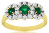 .73CT DIAMOND & AAA EMERALD 14KT YELLOW GOLD 3D 3 STONE FLOWER ANNIVERSARY RING