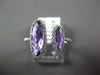 ESTATE 1.59CT DIAMOND & AAA AMETHYST 18K WHITE GOLD ELONGATED OVAL HALO FUN RING