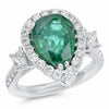 LARGE 5.71CT DIAMOND & AAA EMERALD 18KT WHITE GOLD 3D PEAR SHAPE ENGAGEMENT RING