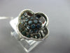 LARGE 1.25CT WHITE & BLUE DIAMOND 14KT WHITE GOLD 4 LEAF CLOVER FLOWER LOVE RING