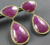 33.0CT DIAMOND & AAA SLICED RUBY 14KT YELLOW GOLD 3D TEAR DROP HANGING EARRINGS