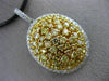 LARGE 2.66CT WHITE & INTENSE YELLOW DIAMOND 18K 2 TONE GOLD 3D DOME OVAL PENDANT