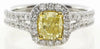 1.86CT WHITE & FANCY YELLOW DIAMOND 18K 2 TONE GOLD CLASSIC HALO ENGAGEMENT RING