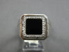 ESTATE .17CT DIAMOND & AAA ONYX 14KT WHITE GOLD 3D CLASSIC SQUARE HALO MENS RING
