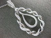 ESTATE EXTRA LARGE 1.54CT DIAMOND 18KT WHITE GOLD FLOWER TEAR DROP LOVE PENDANT