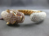 11.09CT WHITE & PINK DIAMOND & AAA EMERALD 18KT TRI COLOR GOLD BANGLE BRACELET