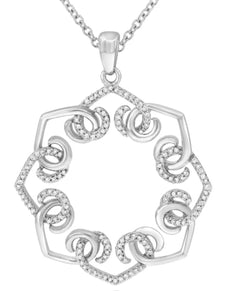 .40CT DIAMOND 14KT WHITE GOLD 3D MULTI HEART FLORAL SQUARE FUN FLOATING PENDANT