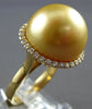 EXTRA LARGE .44CT DIAMOND & AAA GOLDEN SOUTH SEA PEARL 18K YELLOW GOLD HALO RING