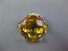 LARGE 5.77CT DIAMOND & AAA PINK SAPPHIRE & CITRINE 14KT YELLOW GOLD SQUARE RING