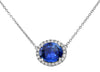 2.18CT DIAMOND & AAA SAPPHIRE 18KT WHITE GOLD 3D OVAL & ROUND HALO LOVE NECKLACE