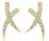 ESTATE .30CT DIAMOND 14KT YELLOW GOLD 3D CLASSIC X LOVE STUD EARRINGS