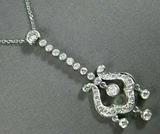 ANTIQUE LONG 1.0CT DIAMOND 14KT WHITE GOLD FLOATING CHANDELIER PENDANT #15422