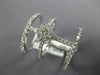 ESTATE LARGE 1.15CT DIAMOND 18KT WHITE GOLD CLASSIC FLOWER TRIPLE FULL BAR RING