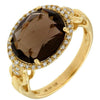 WIDE 5.58CT DIAMOND & AAA SMOKEY TOPAZ 14KT YELLOW GOLD 3D OVAL & ROUND FUN RING
