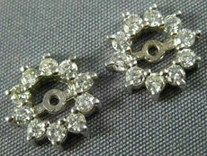 ESTATE .60CT DIAMOND 14KT WHITE GOLD CLASSIC FLOWER STAR EARRING JACKETS #17848