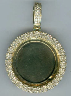 1.21CT DIAMOND 14KT YELLOW GOLD 3D CLASSIC ROUND CIRCULAR DISC FLOATING PENDANT