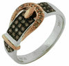 ESTATE .25CT CHOCOLATE FANCY DIAMOND 14KT WHITE AND ROSE GOLD 3D BELT FUN RING
