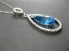 LARGE 4.45CT DIAMOND & AAA BLUE TOPAZ 14KT WHITE GOLD TEAR DROP FLOATING PENDANT