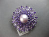 EXTRA LARGE AAA AMETHYST & PINK SOUTH SEA PEARL 18K WHITE GOLD 3D BROOCH PENDANT