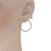 1.57CT DIAMOND 18K WHITE GOLD CIRCULAR CRISS CROSS SIDEWAY HOOP HANGING EARRINGS