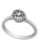 ESTATE .20CT DIAMOND 18K WHITE GOLD 3D CLASSIC HALO FLOWER CIRCULAR LOVE RING