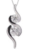 ESTATE .50CT DIAMOND 14KT WHITE GOLD 3D DOUBLE STONE LOVE KNOT FUN PENDANT