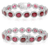 20.38CT DIAMOND & AAA RUBY 18KT WHITE GOLD 3D OVAL & ROUND MULTI FLORAL BRACELET
