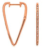 ESTATE .17CT DIAMOND 14KT ROSE GOLD 3D CLASSIC TRIANGULAR HOOP HANGING EARRINGS