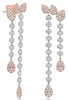 1.96CT DIAMOND 14KT WHITE & ROSE GOLD ROUND MULTI LEAF DOUBLE TEAR DROP EARRINGS