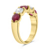 LARGE 3.07CT DIAMOND & AAA RUBY 14KT YELLOW GOLD ROUND 5 STONE ANNIVERSARY RING