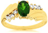 ESTATE 1.12CT DIAMOND & AAA GREEN GARNET 14KT YELLOW GOLD OVAL & ROUND FUN RING