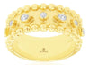 ESTATE .28CT DIAMOND 14K YELLOW GOLD 3D ROUND & PEAR SHAPE BEZEL MULTI BEAD RING