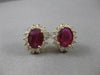 ANTIQUE 3.36CTW DIAMOND RUBY 14K YELLOW GOLD OVAL CLUSTER EARRINGS FG VVS #15338