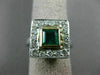 ESTATE LARGE 1.53CT DIAMOND & AAA EMERALD 14K 2 TONE GOLD DOUBLE SQUARE RING 826