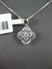 ESTATE .40CT DIAMOND 18KT WHITE GOLD 4 LEAF CLOVER FLOWER LOVE FLOATING PENDANT