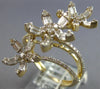 LARGE .94CT DIAMOND 14KT YELLOW GOLD 3D ROUND & BAGUETTE MULTI FLOWER FUN RING