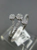 ESTATE .16CT DIAMOND 14KT WHITE GOLD 3D CLASSIC FLOWER CRISS CROSS LOVE RING